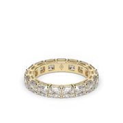 4 carat yellow gold eternity ring with Asscher-cut diamonds in shared prong setting